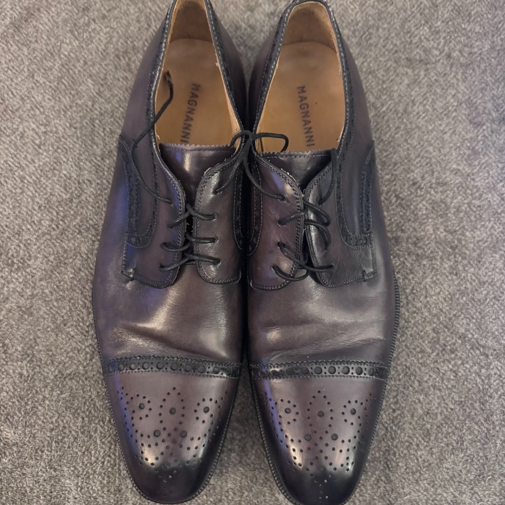 Magnanni Mens Leather Cap Toe Derby Brogues Dark Brown EU 42 US 9.5 - Picture 2 of 13